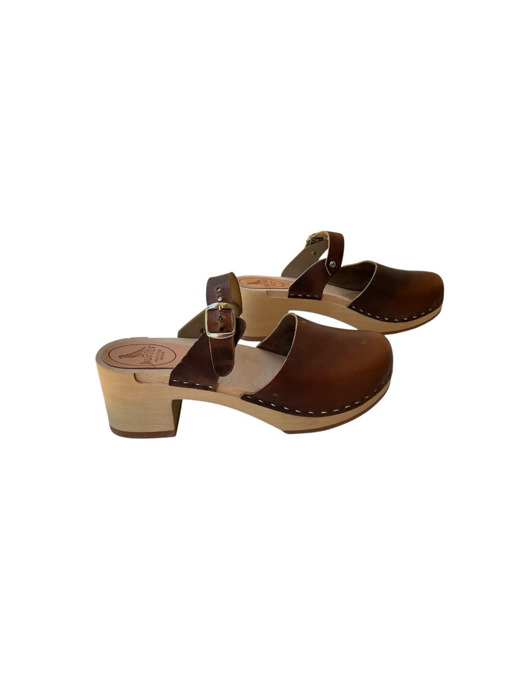 Kurier Women’s Charlie Brown Leather Handmade Wooden Clog 41
